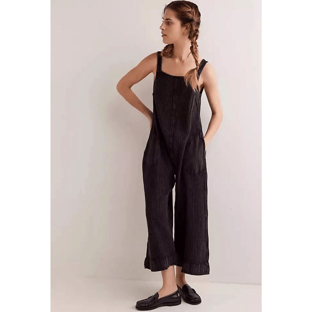 Free People Callie One-Piece Jumpsuit Wide-Leg Open Back Waffle FP ONE XS NEW